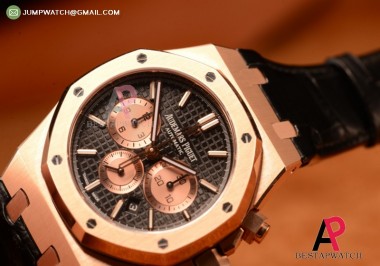 AUDEMARS PIGUET ROYAL OAK CHRONO BLACK ROSE GOLD SWISS 7750 AUTO BLACK LE