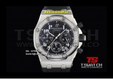 AP17583 - Royal Oak Chrono Woman 37MM Black Dial SS RU Diamond Japan VK Quartz