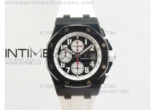 Royal Oak Offshore Black & White Marcus Edition JF on White Rubber Strap A7750 (Free Black Strap)