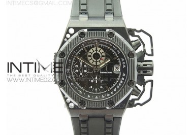 Royal Oak Offshore Survivor DLC Noob 1:1 Best Edition Black Dial On Black Rubber Strap (Free Black Leather Strap)