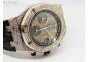 Royal Oak Offshore RG Full Paved Diamonds JF Best Edition on Black Leather Strap A7750