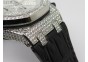Royal Oak Offshore SS Full Paved Diamonds JF Best Edition on Black Leather Strap A7750