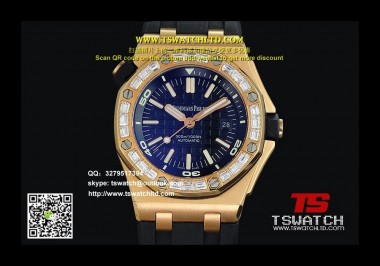 AP17152 - Royal Oak Offshore Diver JHF Black Dial T-Diamond RG RU Miyota 9015