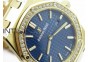 Lady Royal Oak 33mm 15000 YG JF 1:1 Best Edition Blue Textured Dial on YG Bracelet RONDA Quartz