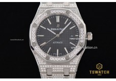 AP21513 - Royal Oak 41mm JHF Black Dial Full Diamond SS Bracelet A3120