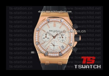 AP19137 - AP ROO Chrono White Dial RG Diamond Japan VK Quartz