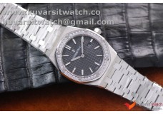 AUDEMARS PIGUET ROYAL OAK 33MM JF BEST EDITION DIAMONDS SS/BLACK DIAL. SWISS QUARTZ..